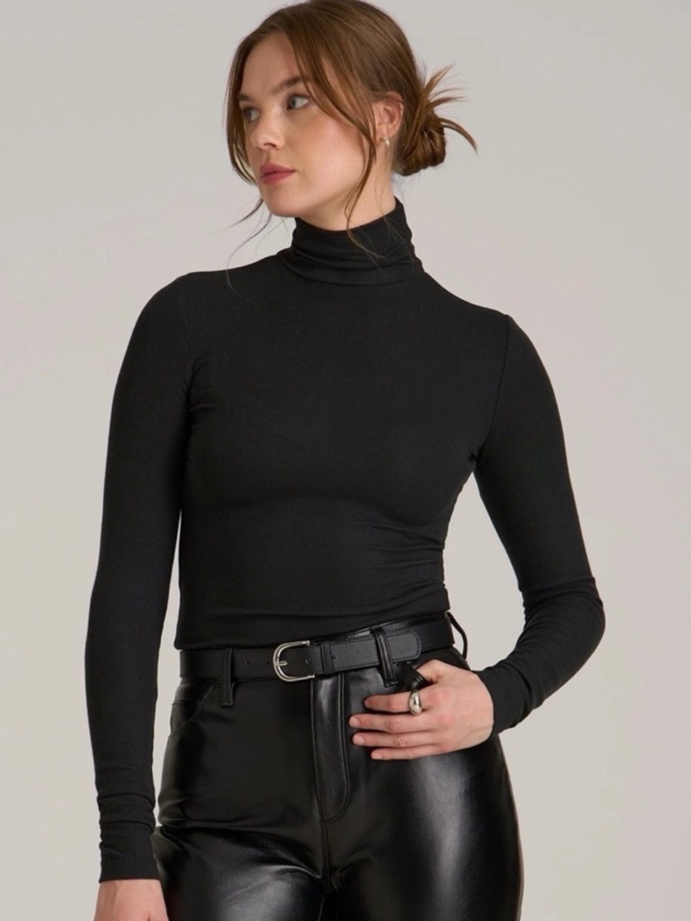 J.Crew Tissue Turtleneck in Black Cotton